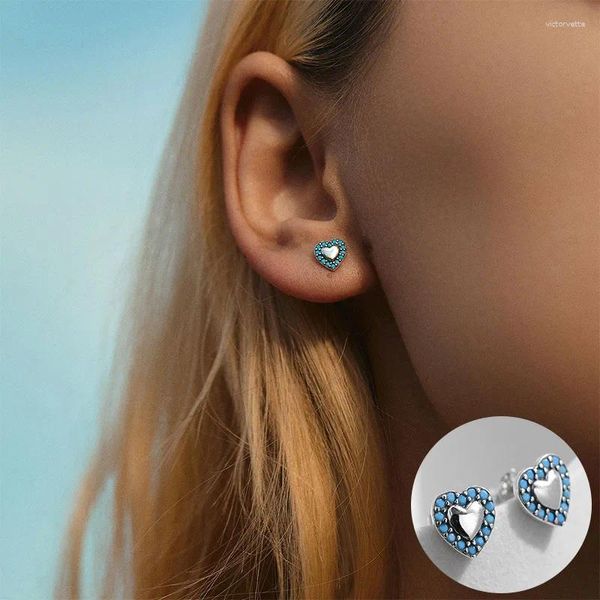 Boucles d'oreilles en argent Sterling 925, Turquoise, cœur d'amour pour femmes et filles, Vintage, Design lisse, bijoux, cadeau de fête, goutte