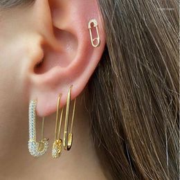 Stud Oorbellen 925 Sterling Zilver Unieke Designer Paperclip Veiligheid Pin Studs Mode Elegante Vrouwen Sieraden Gold Filled Delicate Cz Earring