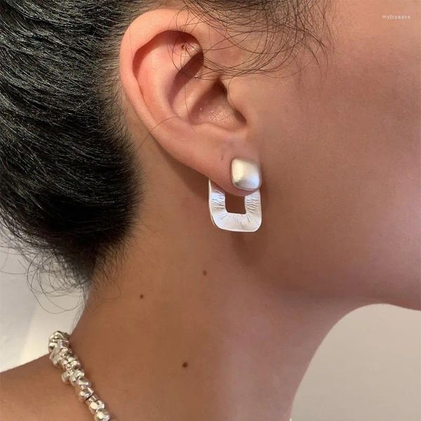 Pendientes de tuerca de Plata de Ley 925, cuadrados Vintage para mujeres y niñas, joyería de moda coreana, accesorios para fiesta para prevenir alergias, regalo