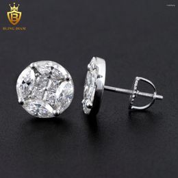 Boucles d'oreilles 925 VVS SER un VVS1 D Real Gra Moisanite Diamonds Vis Alien Fashion Jewelry Pass Test