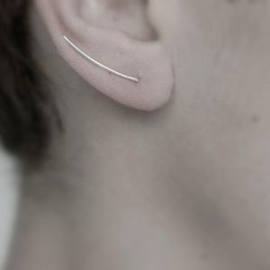 Boucles d'oreilles à tige en argent Sterling 925 fil ligne U barre Double côtés pour femmes oreille chenille grimpeur manchette bijoux à breloques