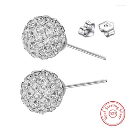 Boucles d'oreilles en argent Sterling 925, bijoux de haute qualité pour femmes, boule de cristal Shambhala XY0198