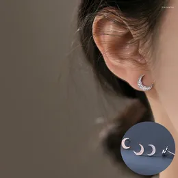 Boucles d'oreilles 925 Sterling Silver Zircon Moon For Women Girl Girl Simple Fashion Geometric Design Bijoux Party Gift Drop