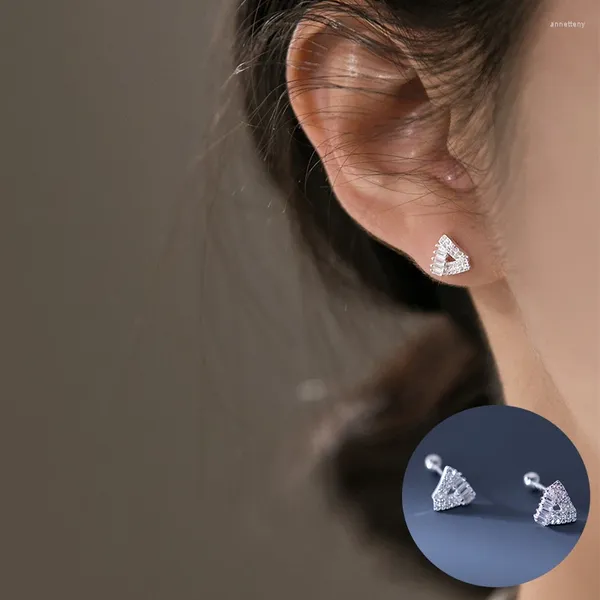 Boucles d'oreilles 925 Sterling Silver Zircon Géométrique pour femmes Triangle Triangle Hollow Out Design Bijoux Party Gift Drop