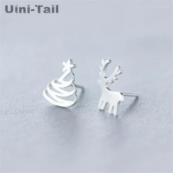 Pendientes de sementales 925 Tibetano Silver Asimétrico Christmas Deer Ear Studs Mayorista de regalos Fashion Fashion Tendencia