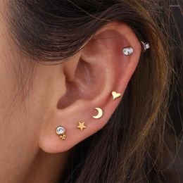 Boucles d'oreilles 9 pièces mode coréenne Cz clous d'oreille ensemble Cartilage boucle d'oreille pour les femmes acier Zircon Piercing bijoux cadeaux K2o9