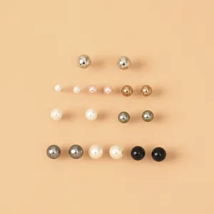 Pendientes de tuerca 9 unids/set minimalista perla de imitación redonda para mujer moda clásica regalos de joyería de boda personalizados