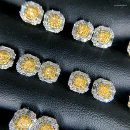 Stud -oorbellen aazuo 18k witgoud echte gele diamanten 0.60ct Fairy Square oorrang begaafd voor vrouwen bruiloftsfeestketen AU750