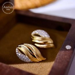 Stud -oorbellen aazuo ins fijn sieraden 18k geel goud echte diamanten mooie onregelmatige vorm oorrang begaafd voor vrouwen verlovingsfeest