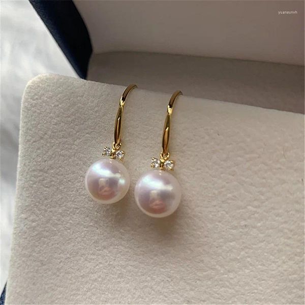Boucles d'oreilles AB878 Lefei mode classique luxe 7-10mm Akoya perle Zircon nœud papillon pour les femmes S925 argent fête élégant bijoux à breloques