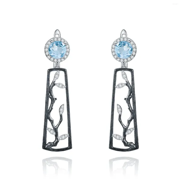 Pendientes de sementales joyas permanentes de topacio azul topacio arete 925 diseño hecho a mano de plata