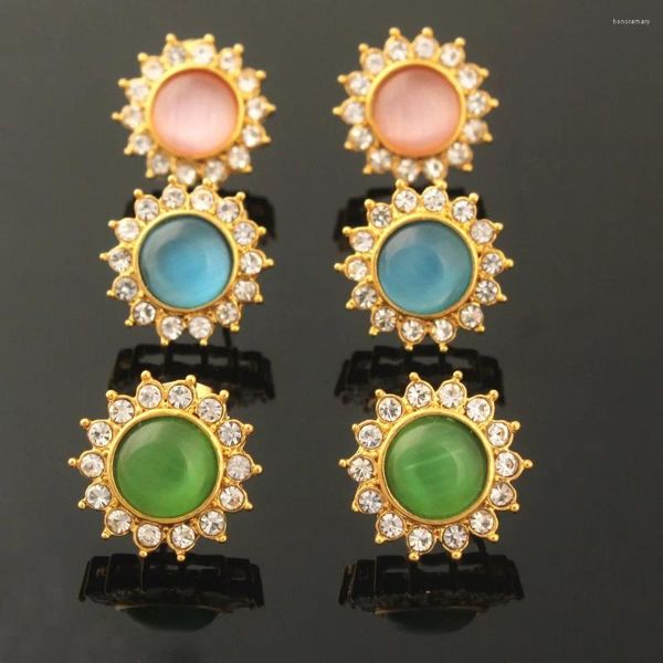 Pendientes de tuerca Adixyn, pendientes de cristal de estilo europeo y americano de lujo, joyería de Color dorado de 18K para mujer, bonita boda al por mayor