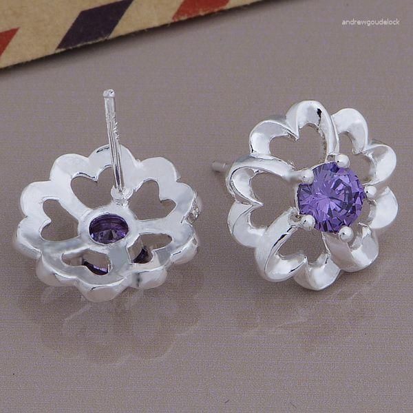 Boucles d'oreilles AE672, bijoux tendance, vente en gros, avec pierre violette/cakakrra Caxaksea