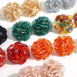 Boucles d'oreilles AENSOA exquises perles de cristal multicolores faites à la main rondes pour les femmes bohême géométrique perles de rocaille bijoux
