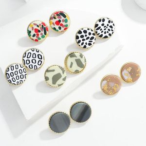 Boucles d'oreilles AENSOA mode imprime motif disque polymère argile pour femmes fille 2023 Unique rond points petit bijoux cadeau