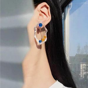 Boucles d'oreilles aensoa Résine acrylique transparente irrégulière pour femmes cadeaux mode simple géométrique Big Bring Bijoux