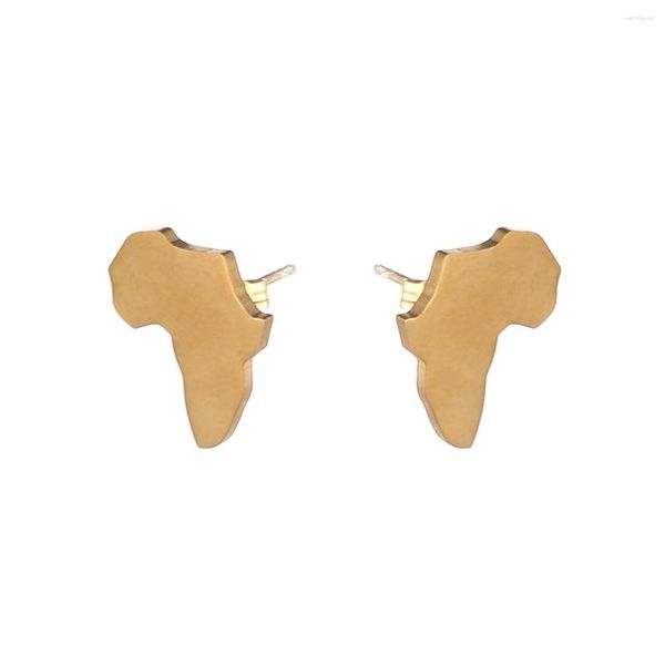 Pendientes de botón África mapa fiesta boda para mujeres niñas oro rosa plata Color acero inoxidable joyería africana