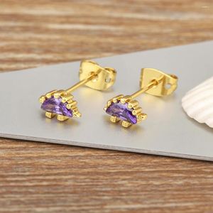 Boucles d'oreilles AIBEF Semicluculaire Forme Purple Rignestone Copper Zircon Femmes ACCESSOIRES DE JIANIER AESTHÉTIQUE