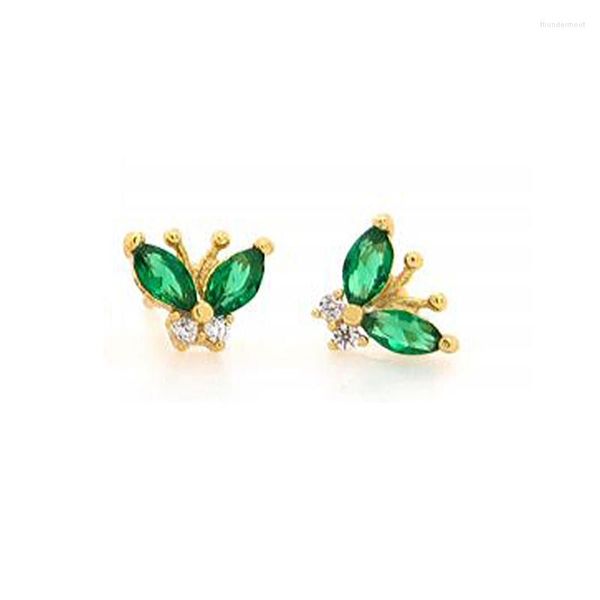 Pendientes de tuerca AIDE 2023 Trend Pendientes Plata 925 Piercing de Plata piedra verde para mujer joyería regalos Bijoux Femme CZ