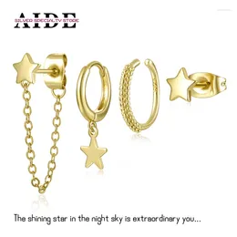 Boucles d'oreilles AIDE 4 pièces/ensemble S925 argent étoile lune 2024 tendance pour femmes Piercing Pendientes bijoux Kolczyki