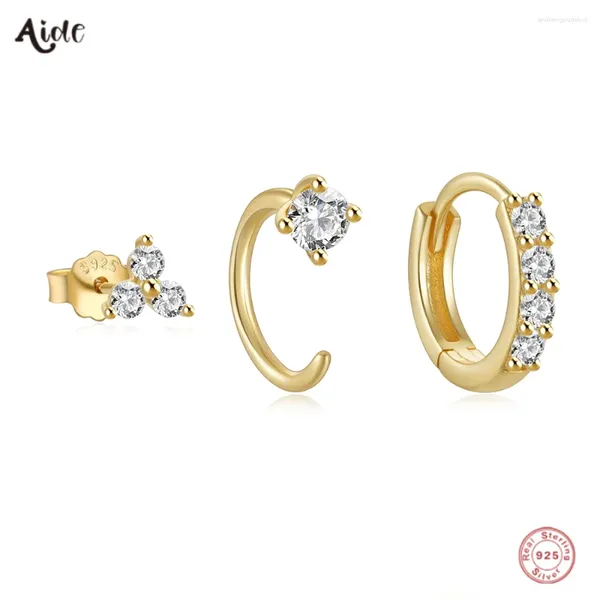 Pendientes de tachuelas Ayudador 925 STERLING SILVER 3 PCS SET MINI REDOND COCHON HOOP 18K PIERCINGA DE ORO PARA MUJERES Joyas finas de alta calidad