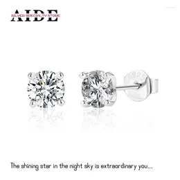 Stud -oorbellen assistent 925 Sterling Silver 4/5mm Moissanite Diamond Piercing For Women Girls Wedding Party Fine Jewelry Gift Brincos