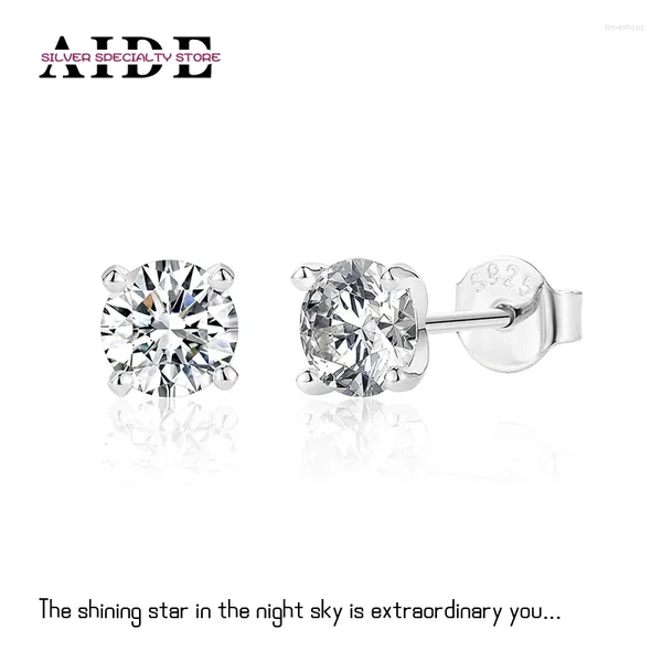 Pendientes de sementales Ayudante 925 STERLING SILVER 4/5 mm MOISSANITE Diamond Piercing para mujeres Fiesta de bodas de niñas Regalo de joyería fina Brincos