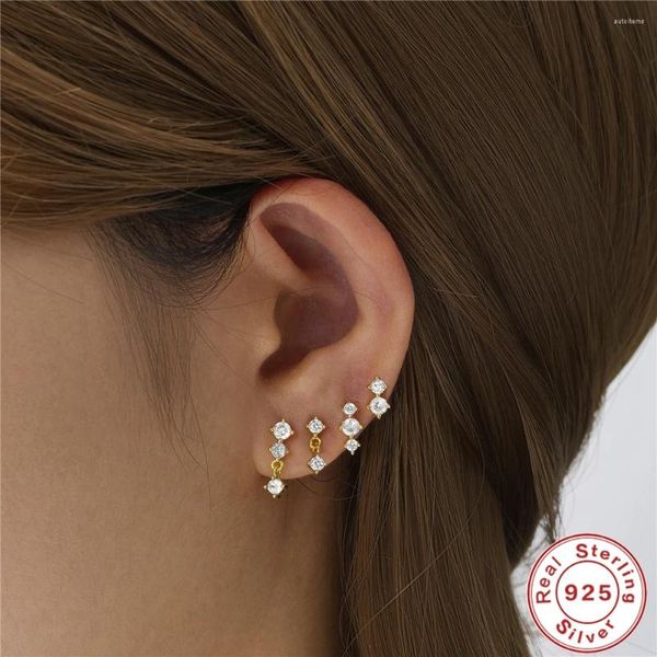 Pendientes de tuerca AIDE 925 Plata de Ley llegada 4 unids/set Zirconia para mujer hecho a mano DIY pendientes asimétricos conjunto de joyería