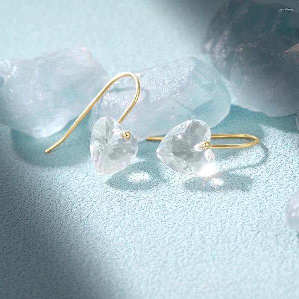 Boucles d'oreilles AIDE en argent sterling 925 en forme de coeur avec crochet d'oreille en zircon blanc de luxe pour mariage, cadeau de Saint-Valentin pour femmes