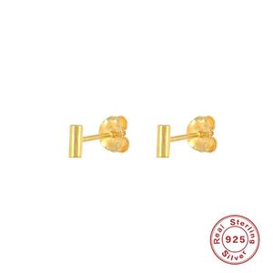 Boucles d'oreilles Aide 925 en argent Sterling minimaliste cylindre pour les femmes minuscule barre oreille goujons Cartilage fête Fine JewelryStud