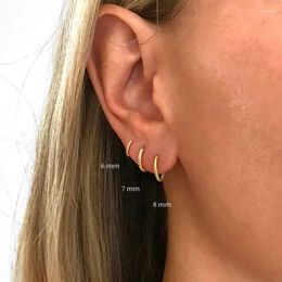 Boucles d'oreilles étalon Aide 925 STERLING Twist Circle Round Ear Ore Ored Buckle For Women Girl 6/7/8 / 13 mm Party Fine bijoux
