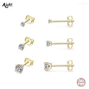 Stud Earrings Aide Mini Crystal 925 Sterling Silver For Women Girl 18K Gold Ins Minimalistisch Piercing Pendiente Earring Party Gift