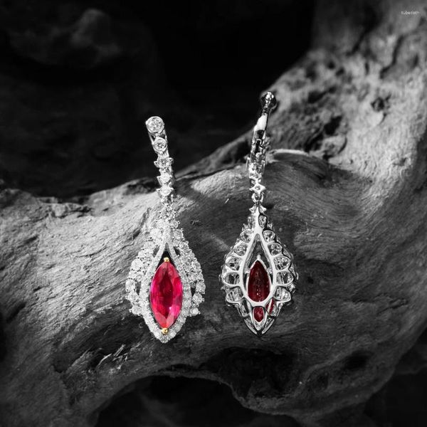 Boucles d'oreilles AIGS FIY rubis or 18 carats AU750 Nature 2,476ct rouge femme cadeau fin femme