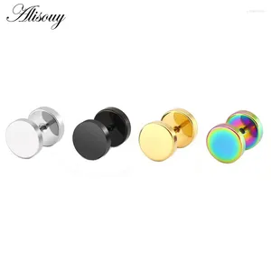 Pendientes Alisouy 2 uds moda Punk doble cara perno redondo masculino gótico barra negro hombres joyería regalos