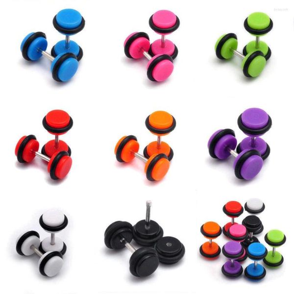 Boucles d'oreilles Alisouy beauté acrylique 1 paire Piercing corps femmes hommes goujons bouchon d'oreille blanc noir vert rose bleu violet couleur