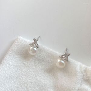 Boucles d'oreilles à tige tout assorti en argent Sterling 925 exquise perle d'eau douce pour les femmes boucle d'oreille bijoux 2022 tendance