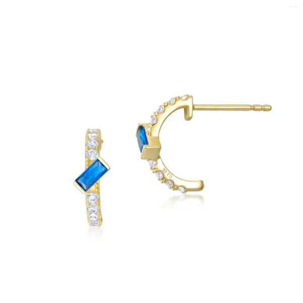 Pendientes ALLNOEL sólido 14K 585 oro amarillo para mujeres espinela azul blanco CZ regalos de aniversario delicado de moda joyería hecha a mano