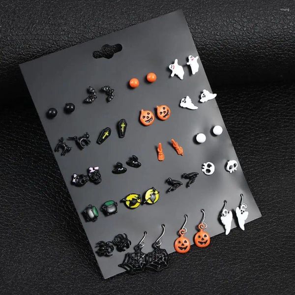 Pendientes de tuerca aleación moda murciélago calabaza niñas regalo fantasma mujer Halloween oreja joyería accesorios de fiesta