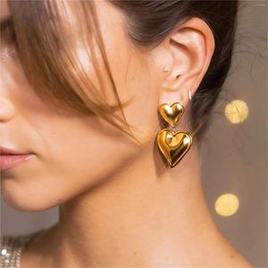 Boucles d'oreilles altera Fashion Gold plaquée en acier inoxydable pour les femmes Gift mignon Love Love Heart Drop Boucles d'oreilles bijoux en gros