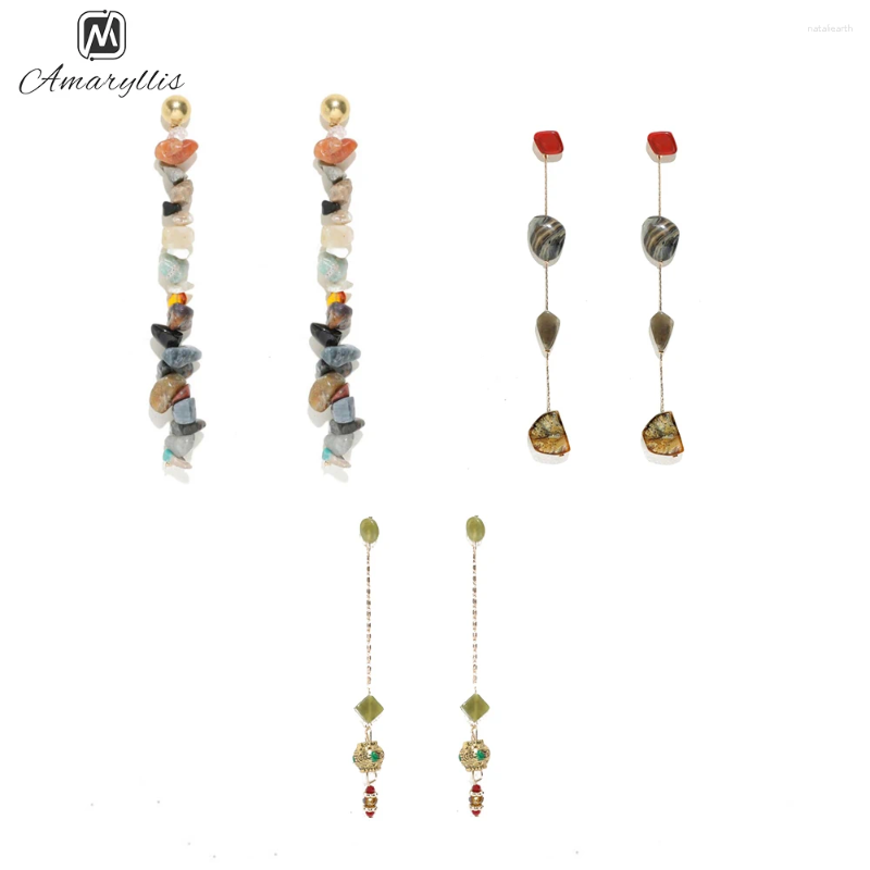 Серьги для стадаров amaiyllis bohemia stone beads Заявление для женщин долгое нерегулярное подвеска