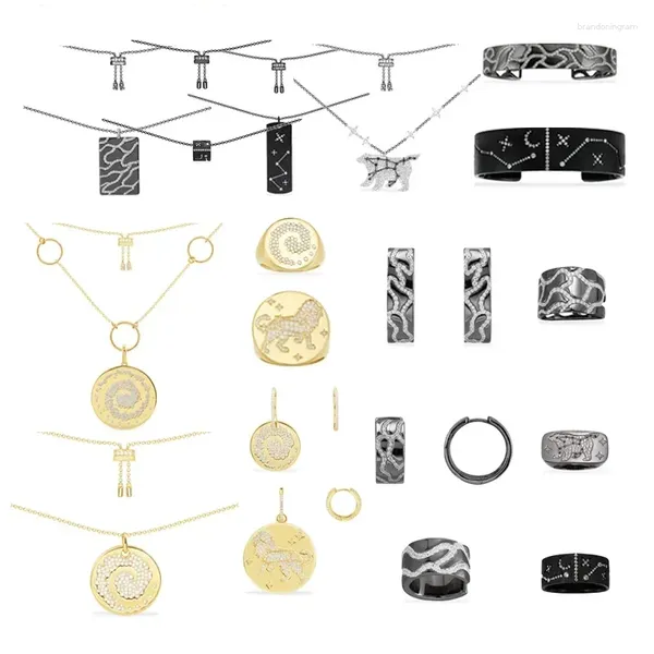 Boucles d'oreilles Amis en argent sterling 925 Beidou Star Thème Galaxy Leo Collier Bague Bracelet Style Amusant Mode Polyvalent Casual Bijoux