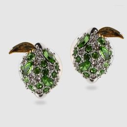 Aretes Amorita Boutique Moda Diseño Fresa Verde