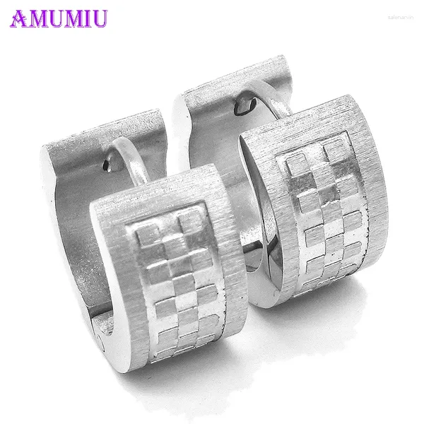 Boucles d'oreilles étalon amumiu en acier inoxydable terne Polie petite boucle d'oreille masculine pour les femmes de vache femme amant couple en gros e004