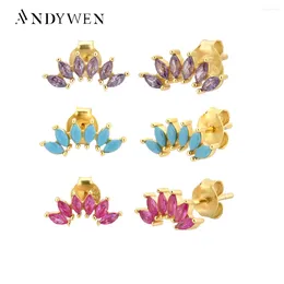 Boucles d'oreilles ANDYWEN 925 en argent Sterling or coloré Piercing Ohrringe Rock Punk Pendientes pour les bijoux d'espagne