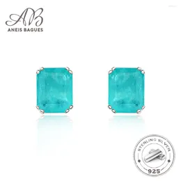 Stud oorbellen Aneis Bagues Silver 925 Sieraden Square Cut Emerald Paraiba Tourmaline edelsteen voor vrouwen Fijne groothandel