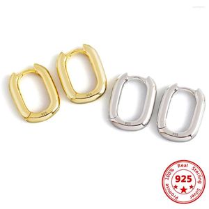 Boucles d'oreilles Anenjery 925 Sterling Silver Gold Retro Géométrique Ovale Pour Femme Brincos Oorbellen Pendientes