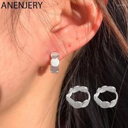 Stud -oorbellen Anenjery Silver Kleur Glanzende Matte Disc -hoepel voor vrouwen Simple Gentle Temperament Koreaanse accessoires