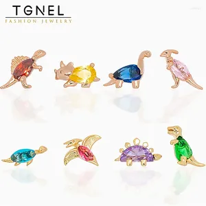 Stud -oorbellen Dier voor vrouwen meisjes kleine dinosaurus zirkon 18k gouden kleur bewarende sieraden accessoires groothandel