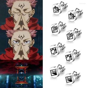 Stud -oorbellen anime jujutsu kaisen roestvrij staal stripfiguren hangers trend accessoires sieraden geschenken groothandel