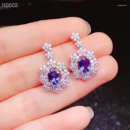 Stud Earrings Anniversary Gift Natural and Real Tanzanite Earring 925 Sterling Silver Fine Jewelry